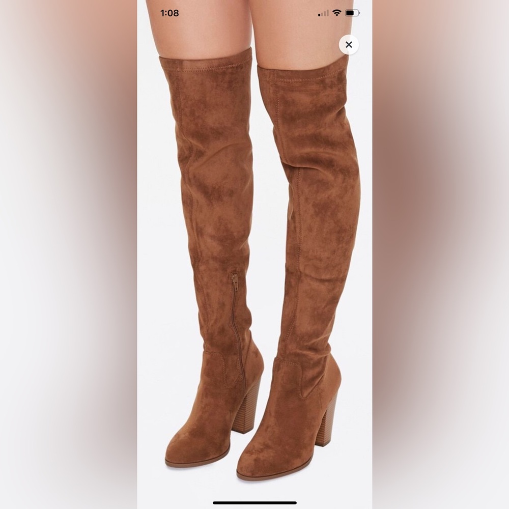 Over the knee block heeled boots